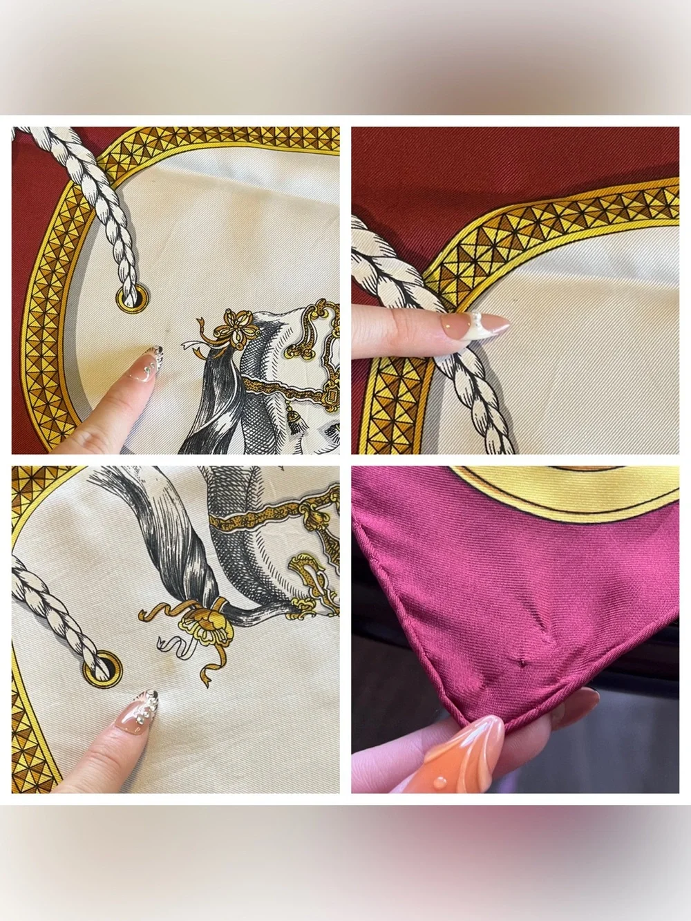 Hermes Grand Apparat Red Equestrian Silk Scarf
